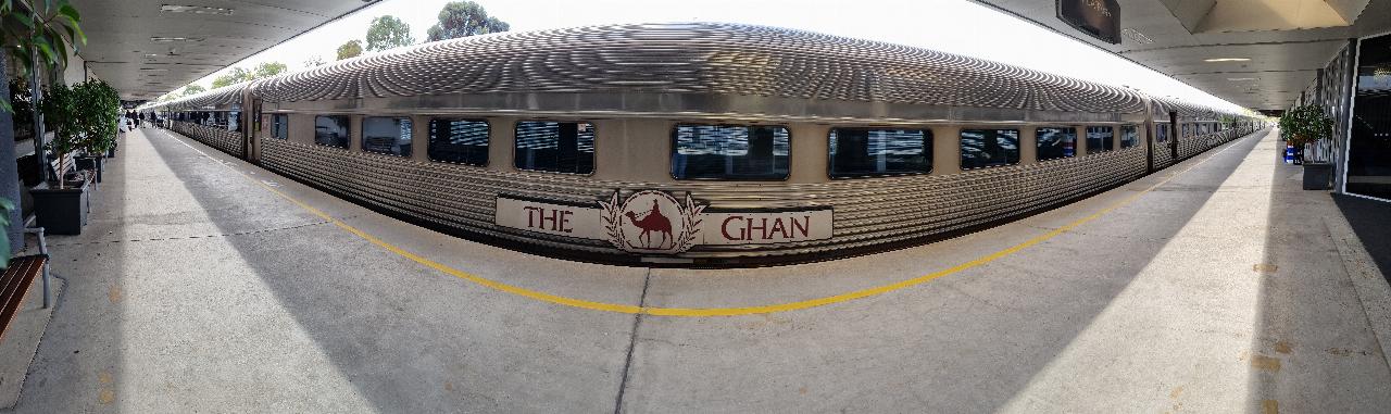 SJR21.d2: panorama of the Ghan at station (better photo)