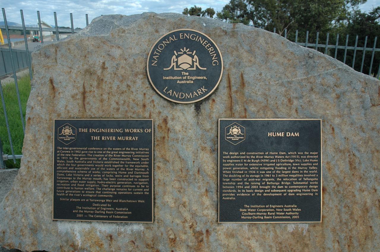 Large rock with plaques marking it as a National Engineering Landmark