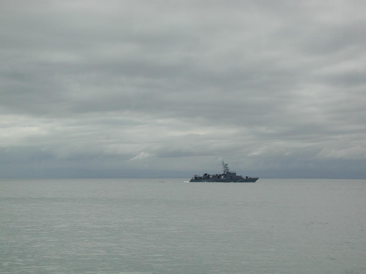 Naval vessel on patrol in the Strait of Juan de Fuca