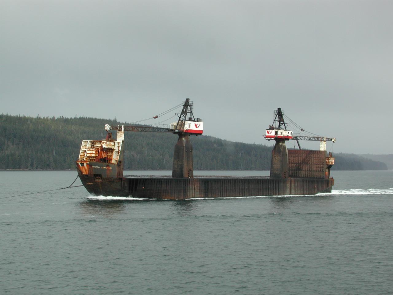 The vessel being passed - probably a timber carrier