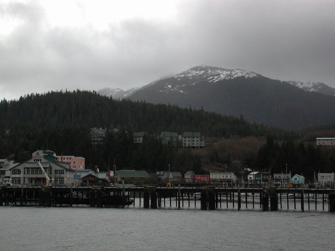 Departing Ketchikan, showing Cape Fox Hotel (centre of image)