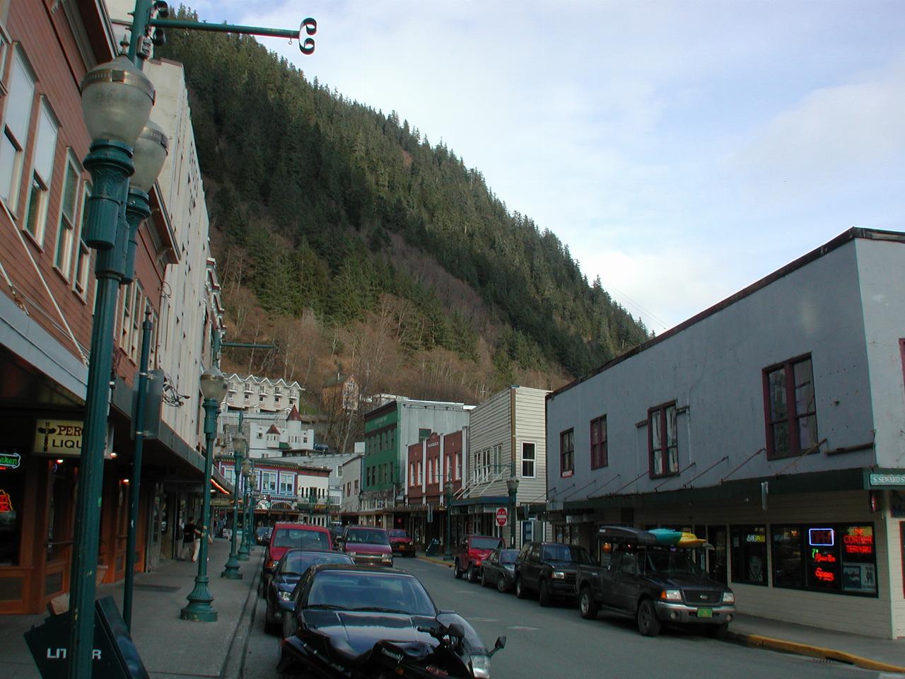 Old Juneau's main street, in tourist mode