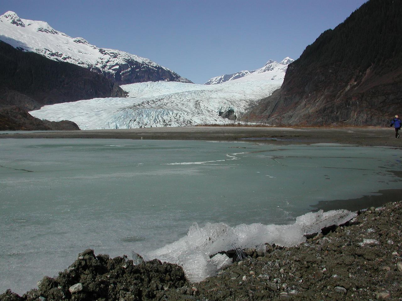 Mendenhall Glacier, just outside Juneau and ice in the foreground