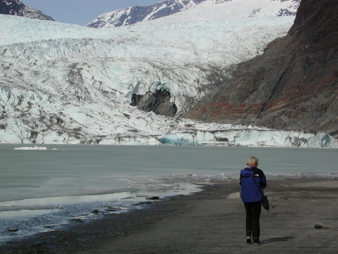 Kelly walking towards Mendenhall Glacier