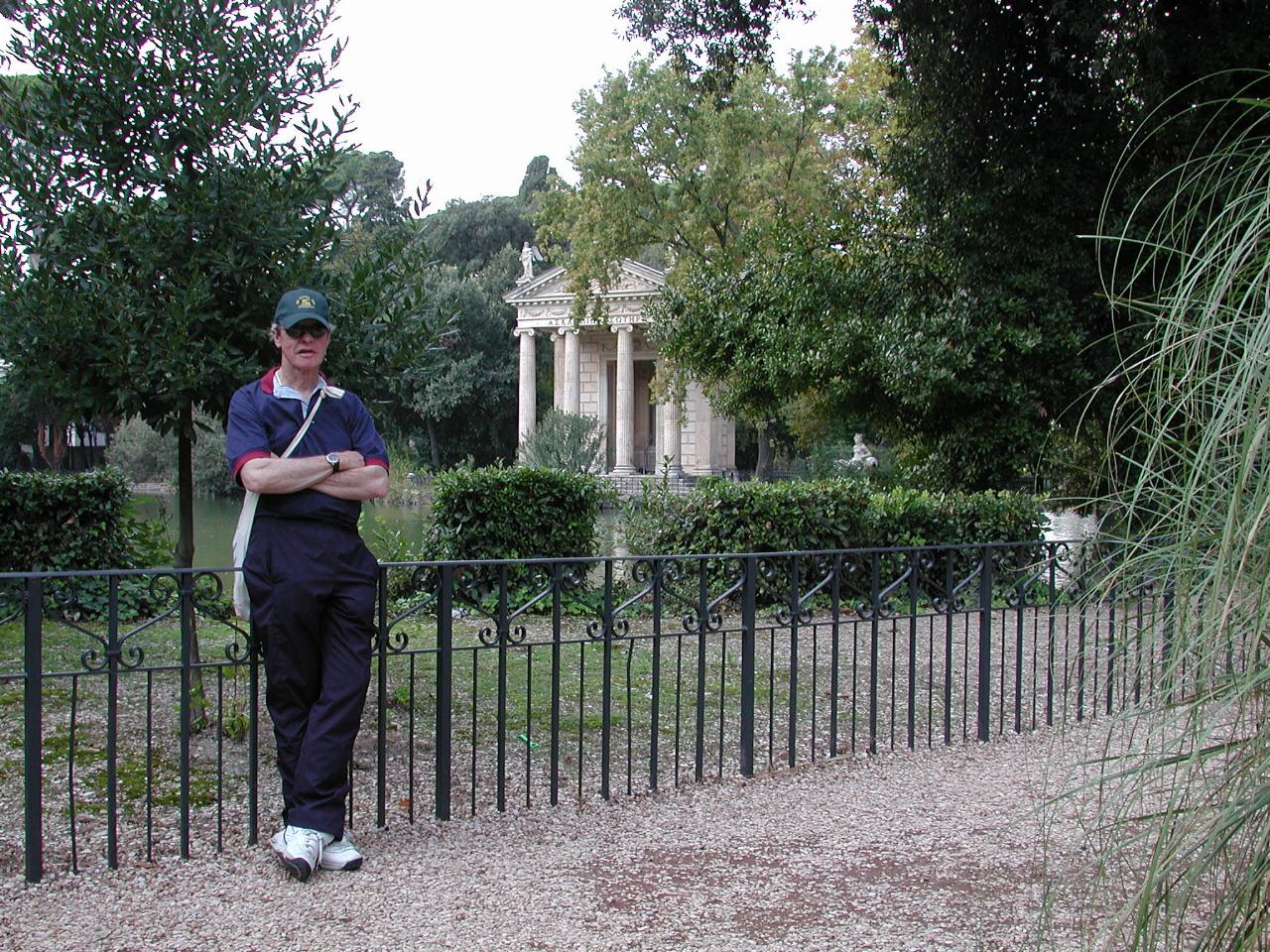 Peter at Villa Borghese in front of Temple of Aesculapius