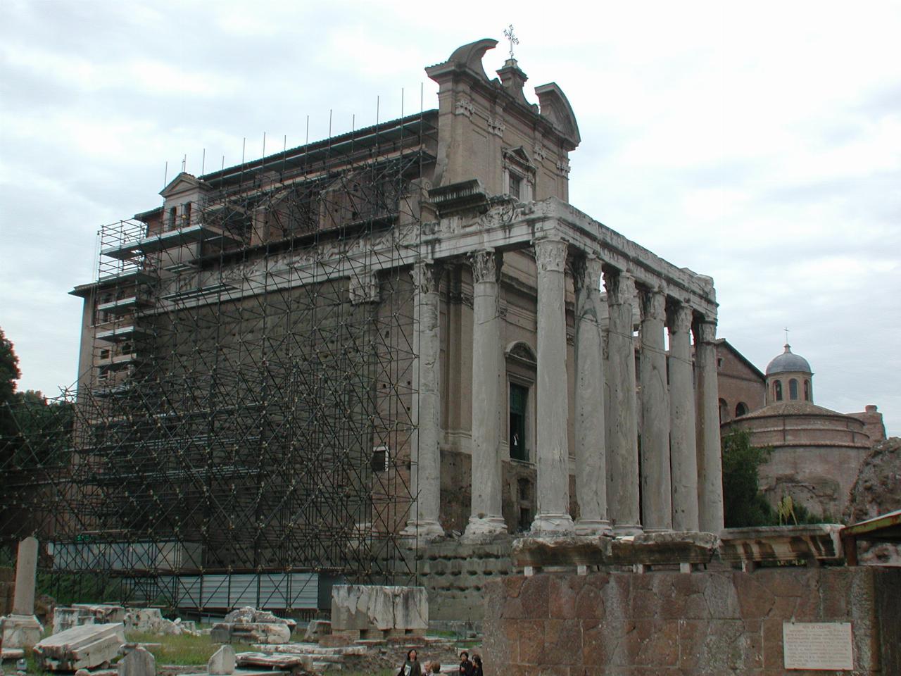 Temple of Antoninus and Faustina undergoing preservation