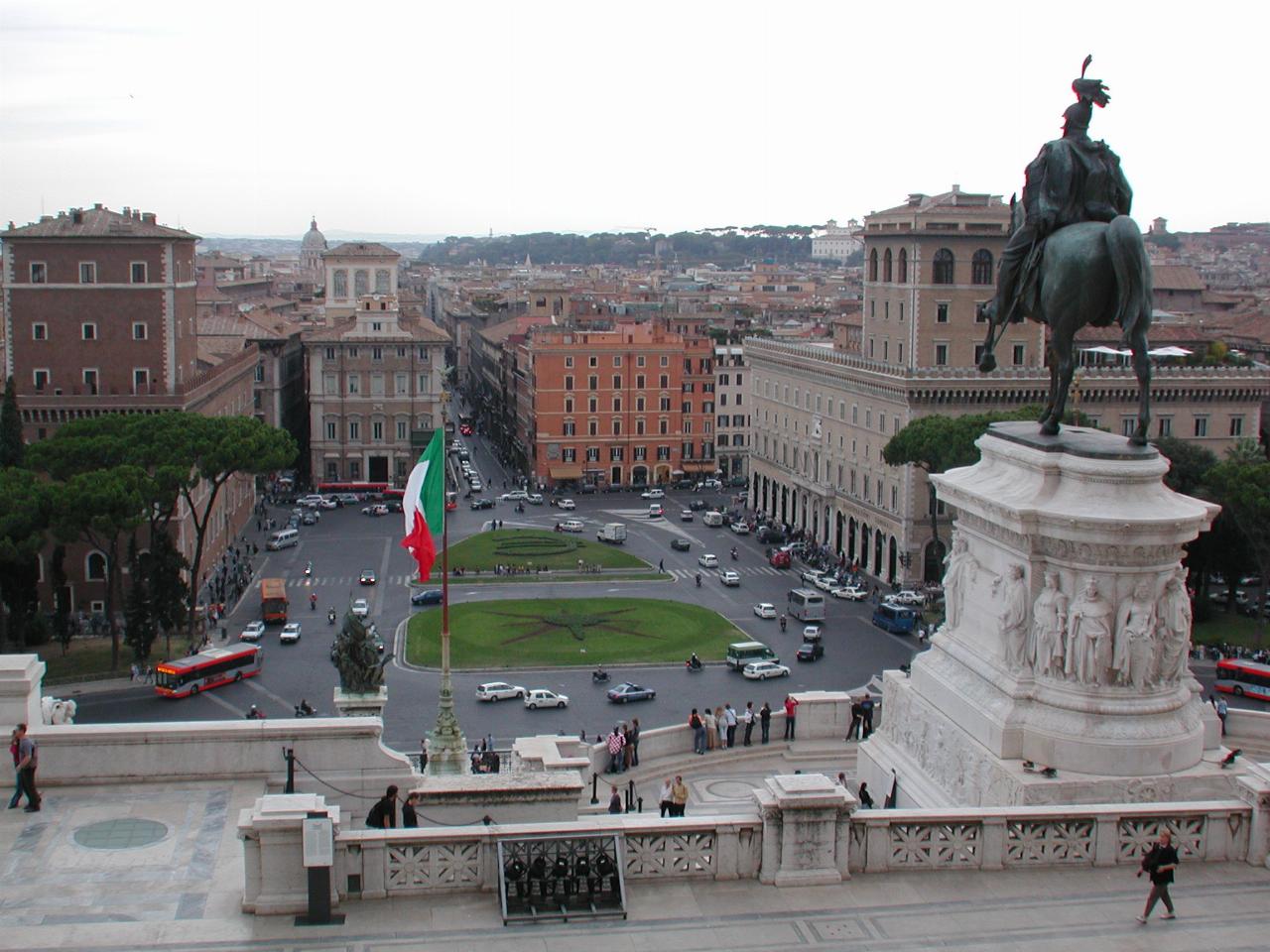 View from Victor Emmanuel II Monument over Rome and Piazza Venezia