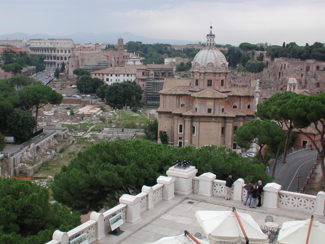 View from Victor Emmanuel II Monument over Forum Romanum to Colosseum
