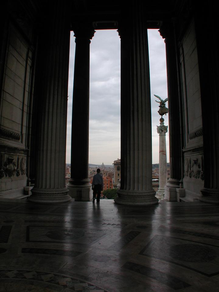Looking through columns of Victor Emmanuel II Monument