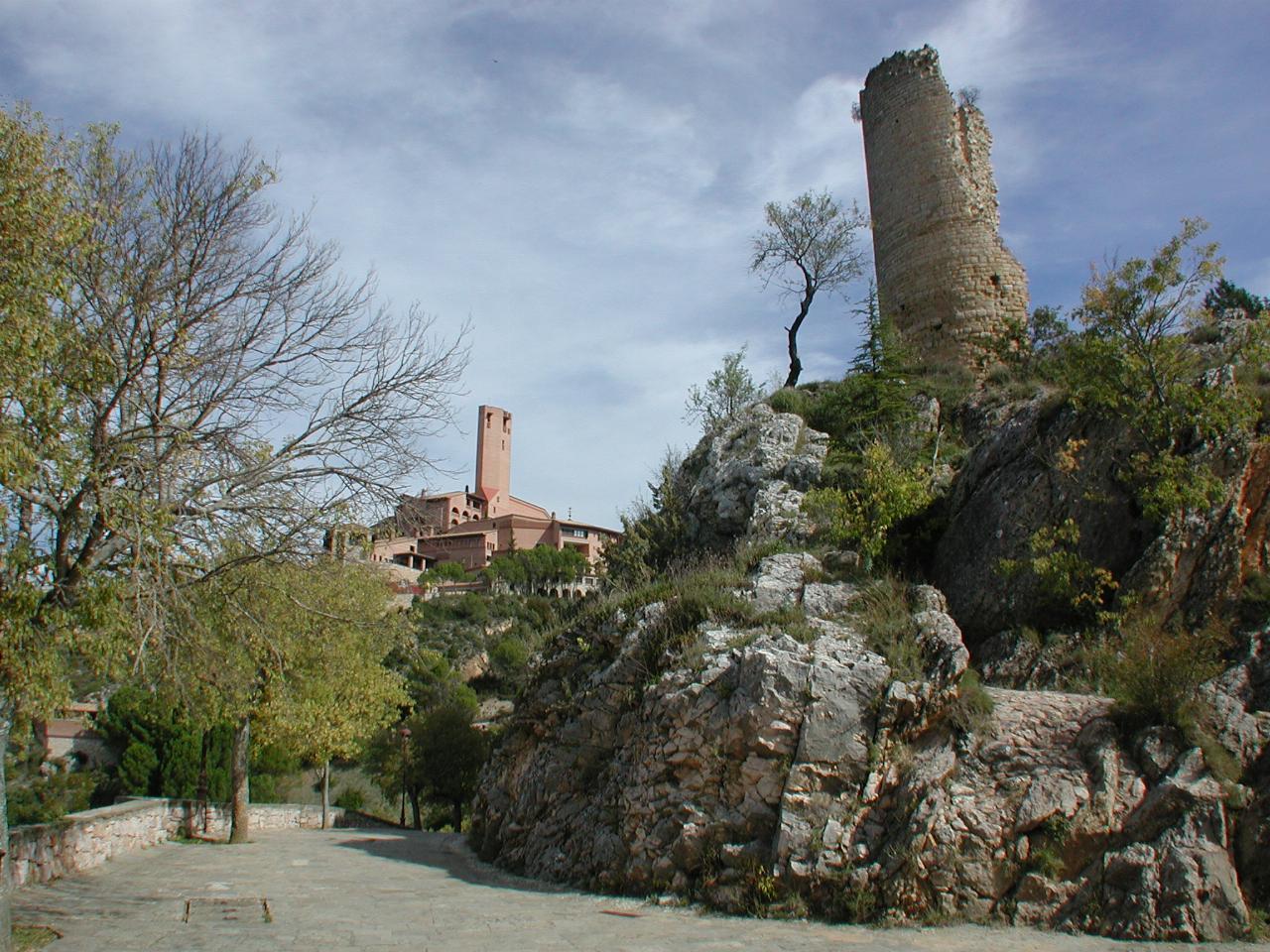 A tower which was part of an earlier shrine at Torreciudad