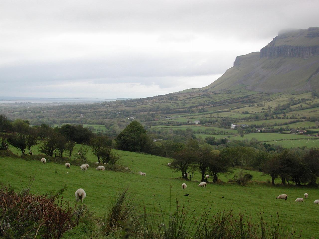 Drumcliff River Valley & Glencar Lake just east of Sligo, Eire and Benbullen - the mountain at the far left end