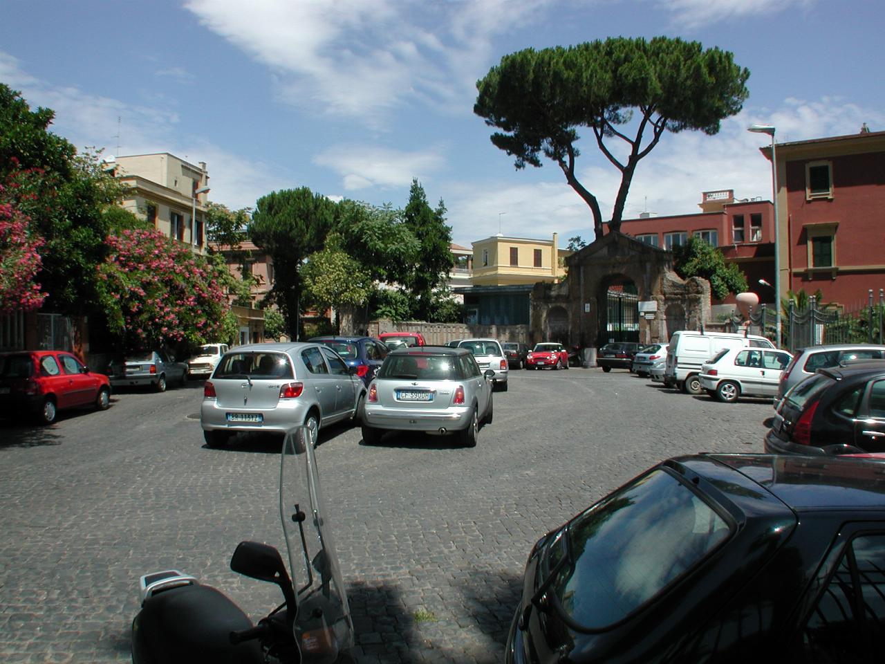 Tight, typical parking in street behind Villa Paganini