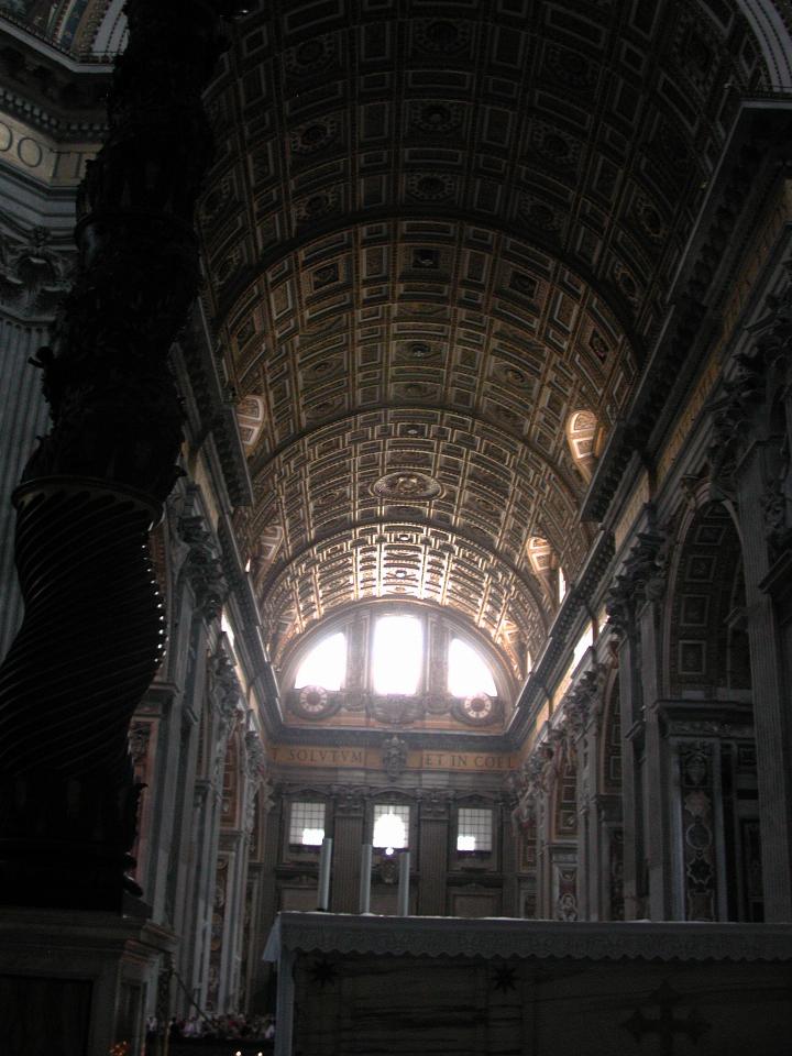 Looking over the altar of St. Peter's towards the front door
