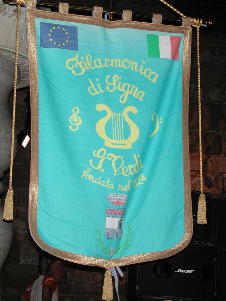 The orchestra's banner