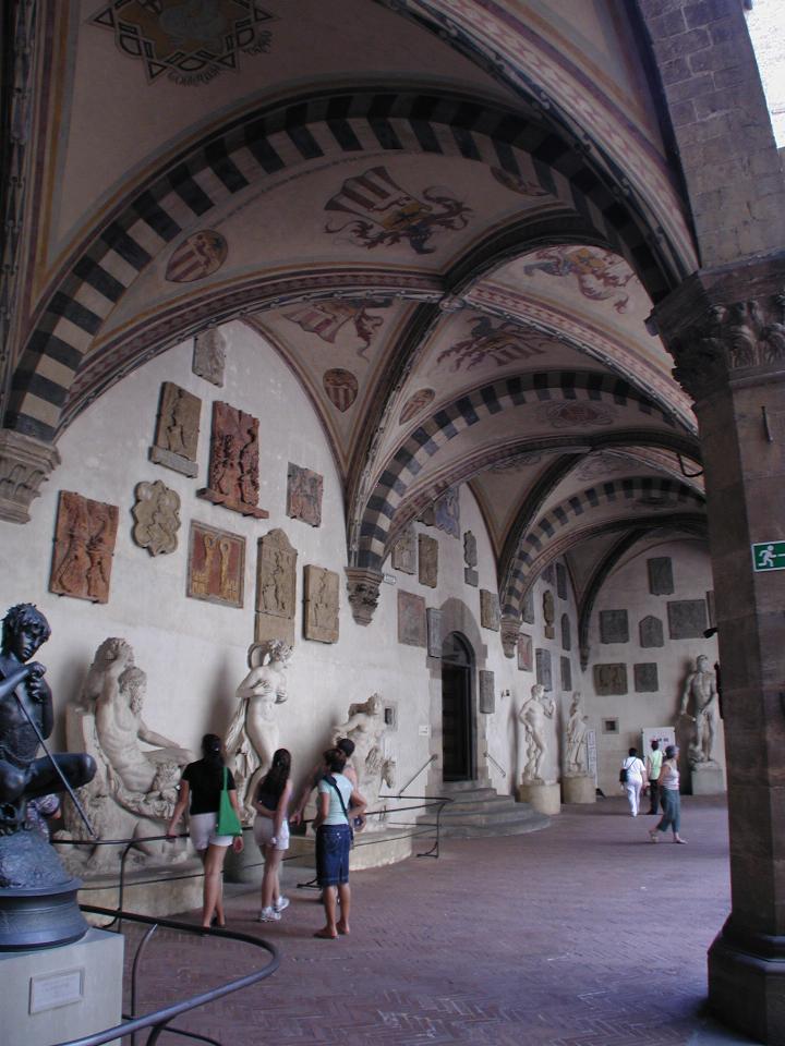 Bargello building, and more statues and coats of arms
