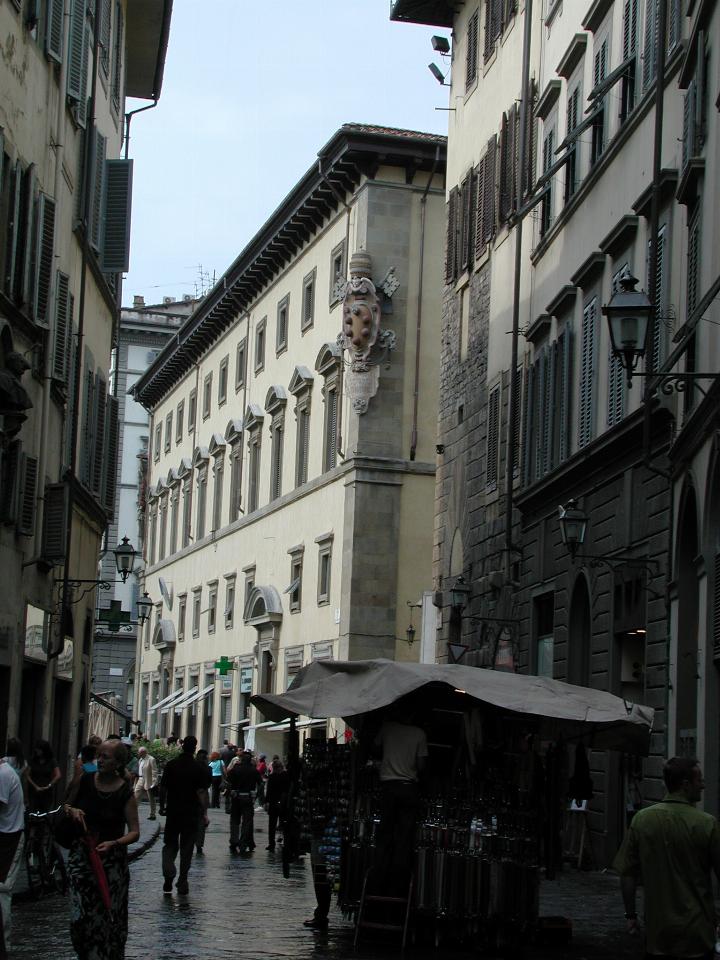 Florence street, showing building with Medici crest on it