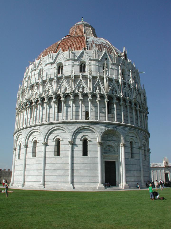 Pisa Baptistry, showing old and new roof styles