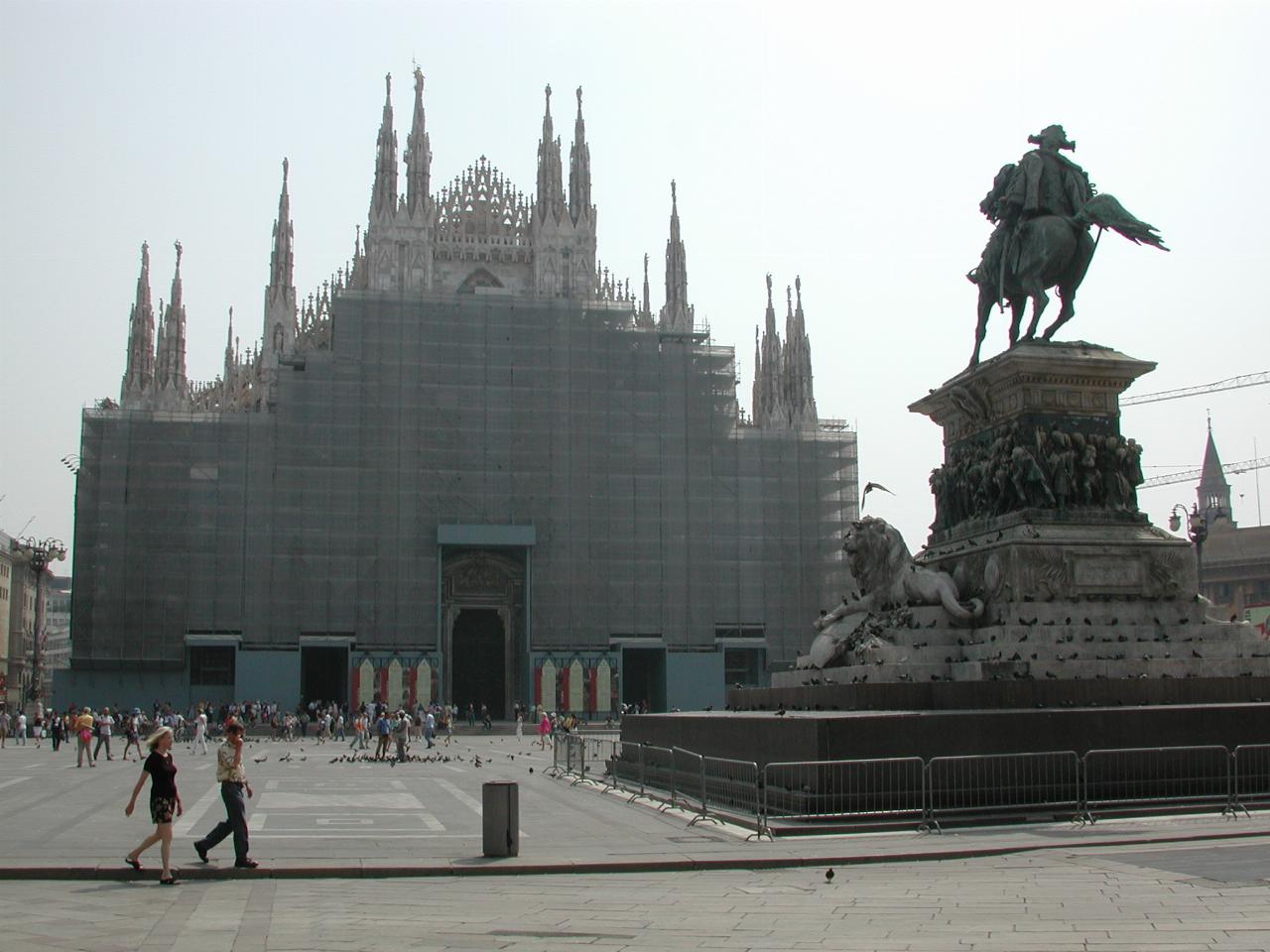 Milan's Cathedral is undergoing restoration!  Hence the scaffolding hiding the front