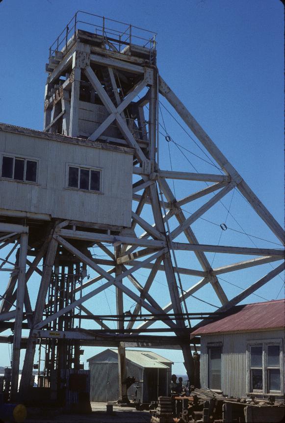 Five storey tower for hoisting miners in and out