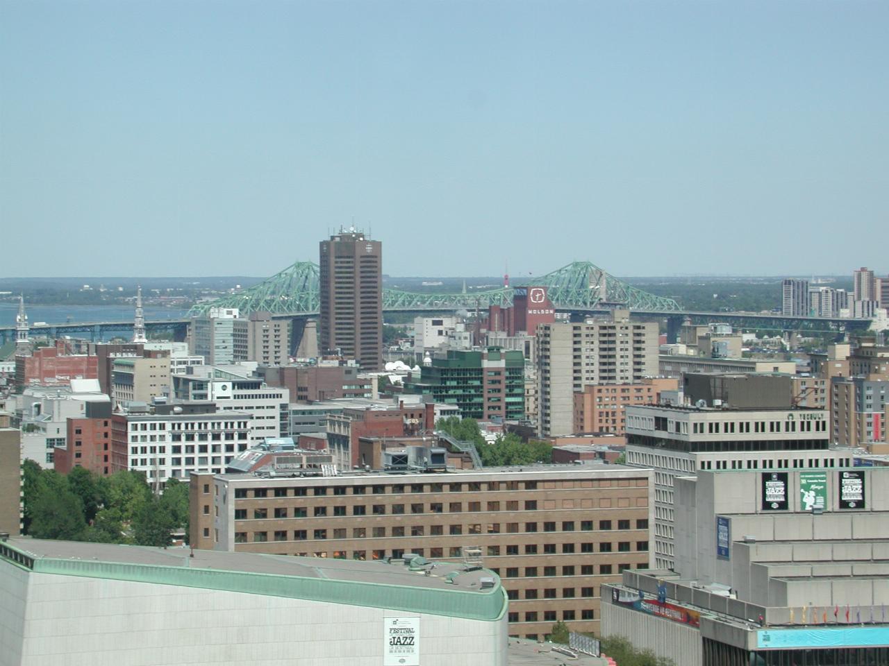 View of (I think) first car bridge across the St. Lawrence River in Montreal