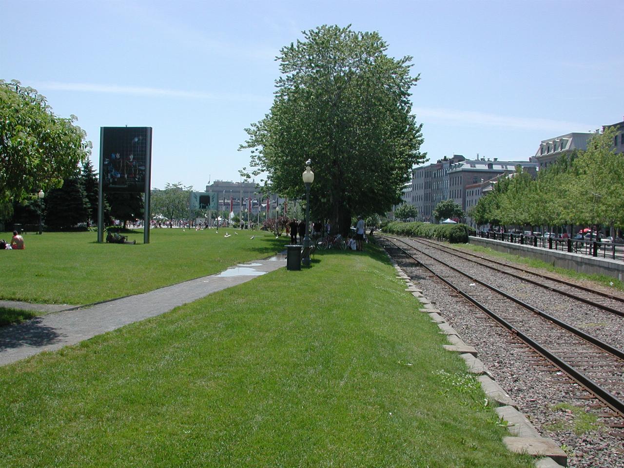 Looking along river front park in Montreal