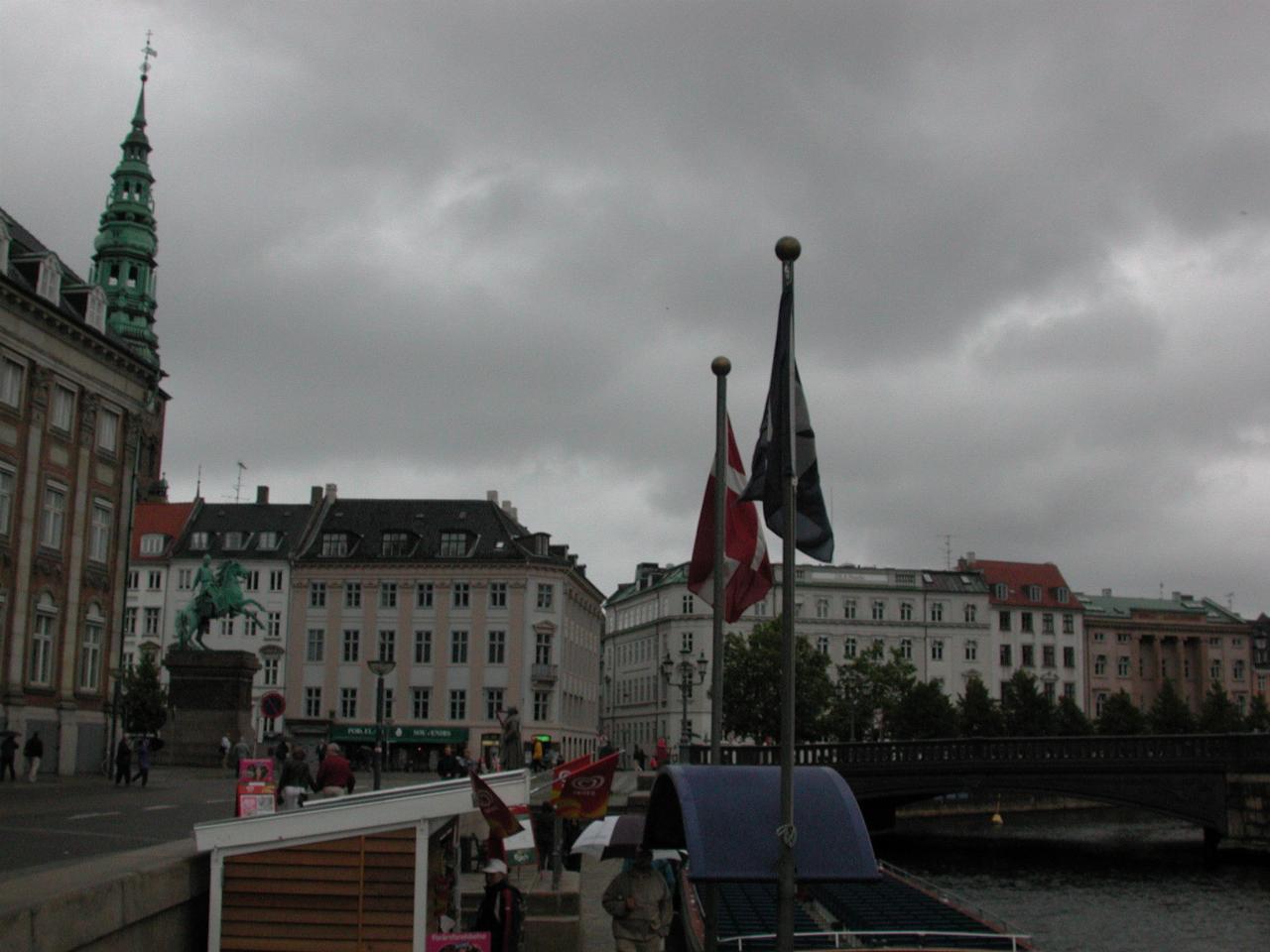 KPLU Viking Jazz: Statue of St. Absalon, founder of Copenhagen in Højbro Plads, seen from tour boat landing