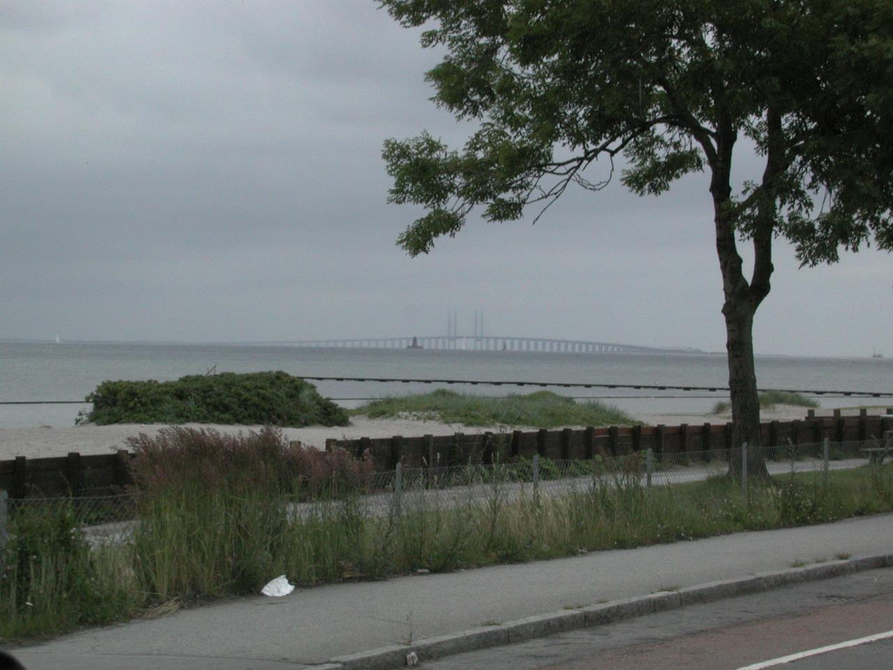 KPLU Viking Jazz: New bridge and tunnel across Øresund from Copenhagen to Malmo, Sweden, seen on way to airport for departure to Molde, Norway