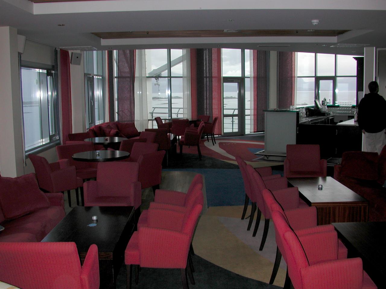 KPLU Viking Jazz: The top floor bar in the Rica Seilet (Sail) Hotel, looking over the fjord