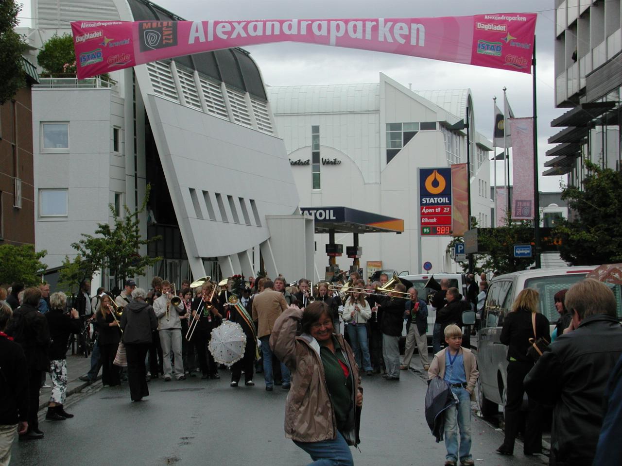 KPLU Viking Jazz: The Marching Band Parade forming up on the main street in Molde