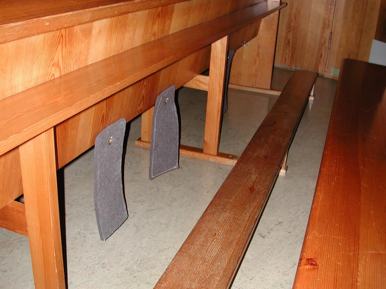 KPLU Viking Jazz: Not sure what these are hanging on the back of the pews from Molde's Catholic Church