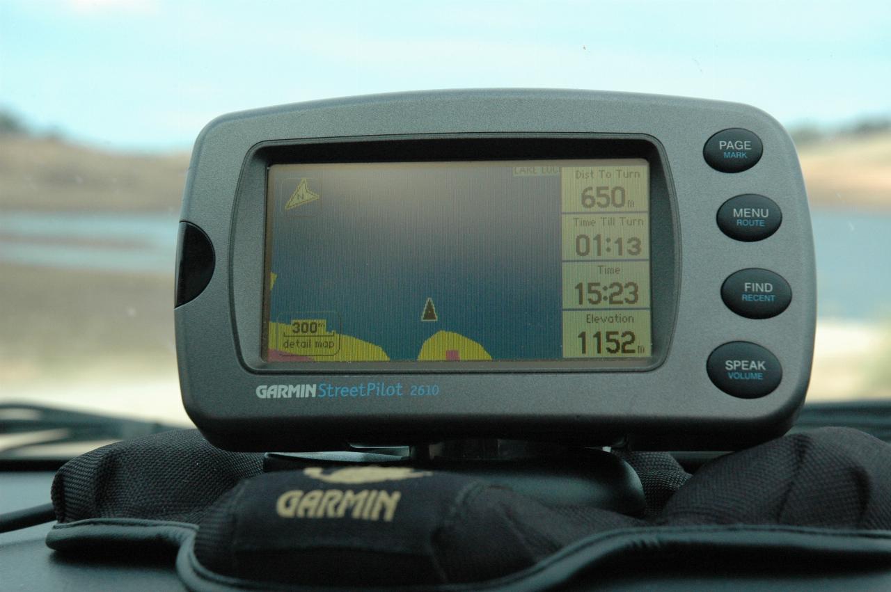 GPS receiver sitting on car's dash