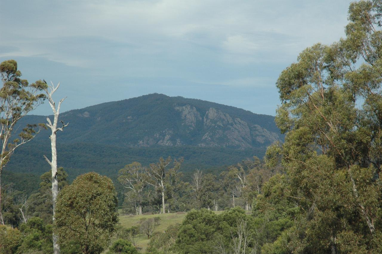 Mountain with exposed rock side