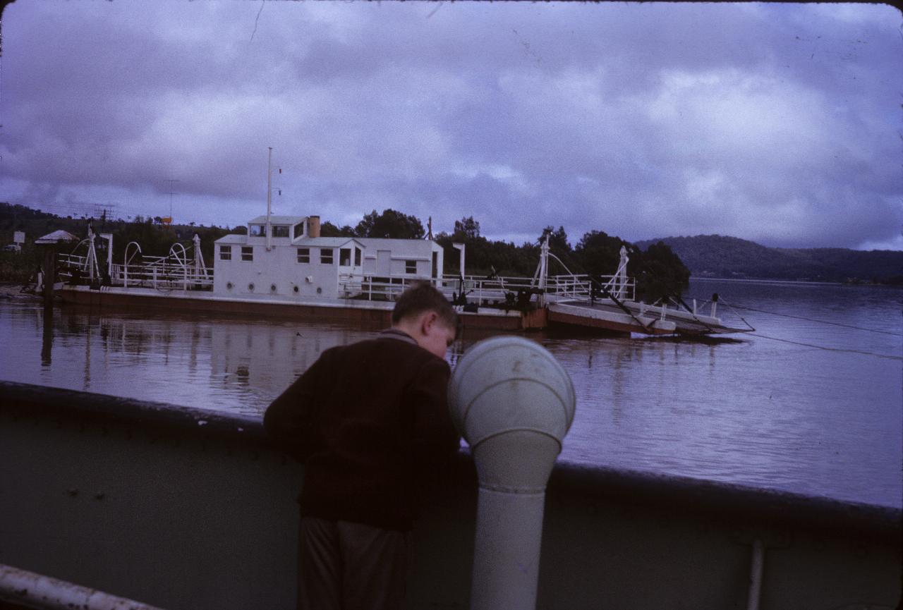 Lindsay looking over the side of a car ferry