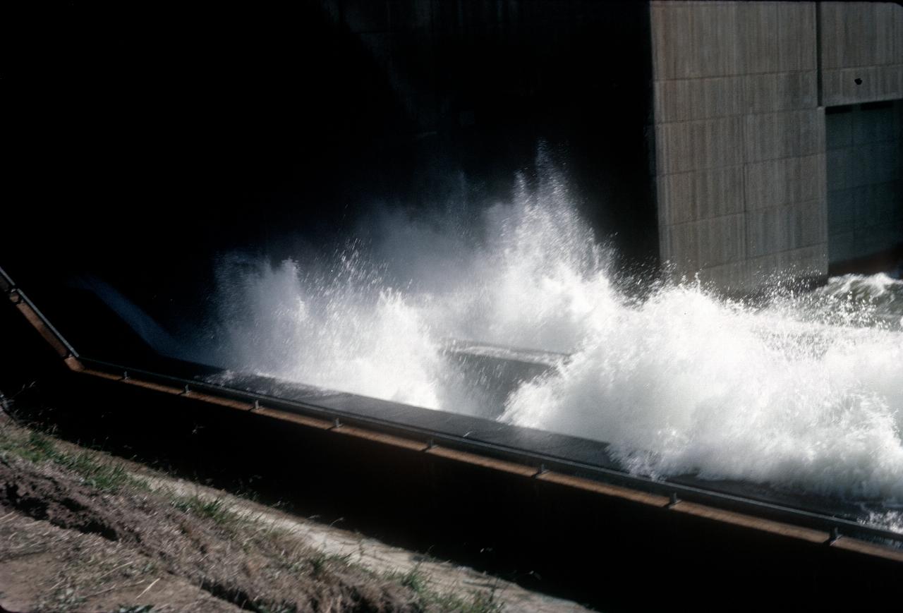 Cement channel with water surging through it