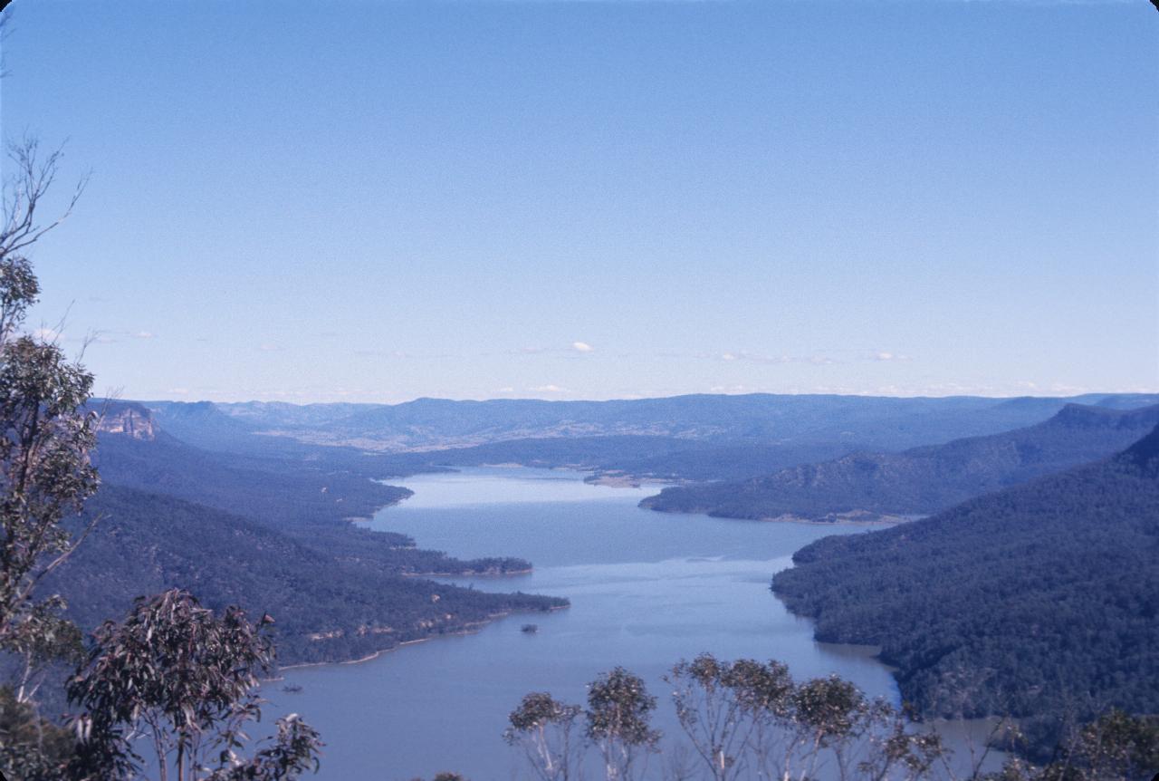 Looking to end of flooded valley where water ends and land resumes