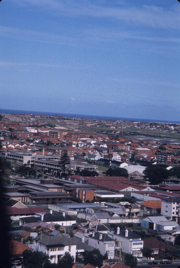 View over houses, school towards sea