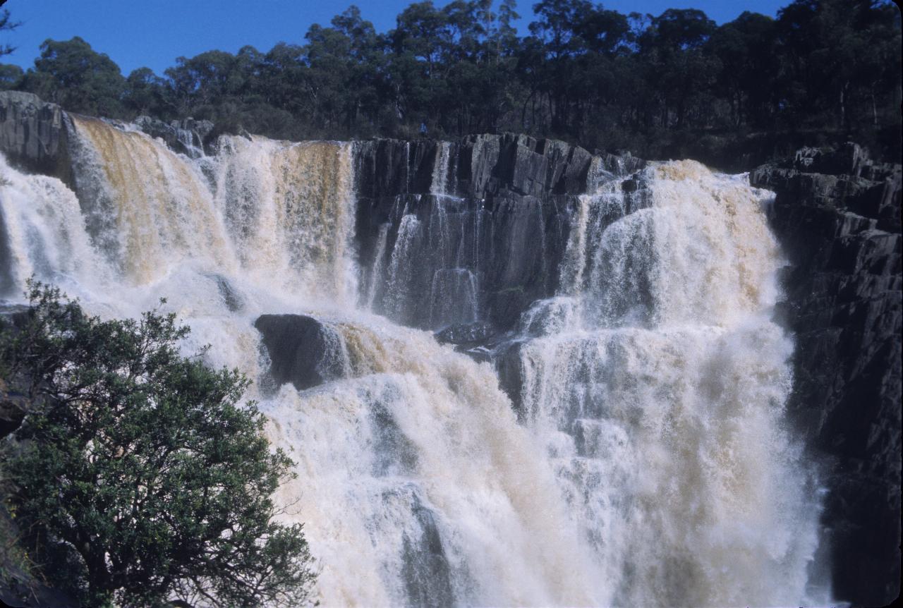 Wider angle view of the top sections of waterfall