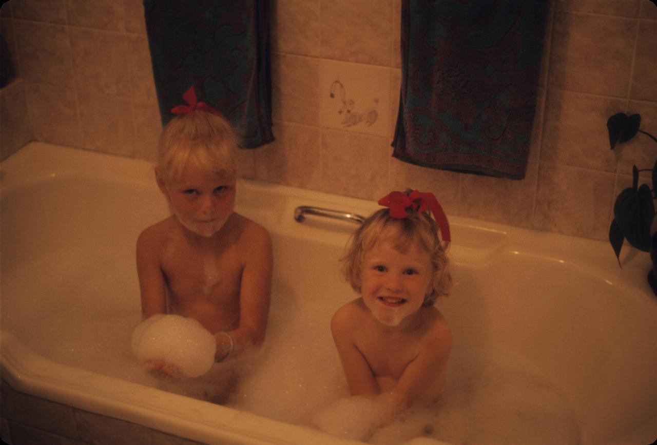 Two little girls in the bath