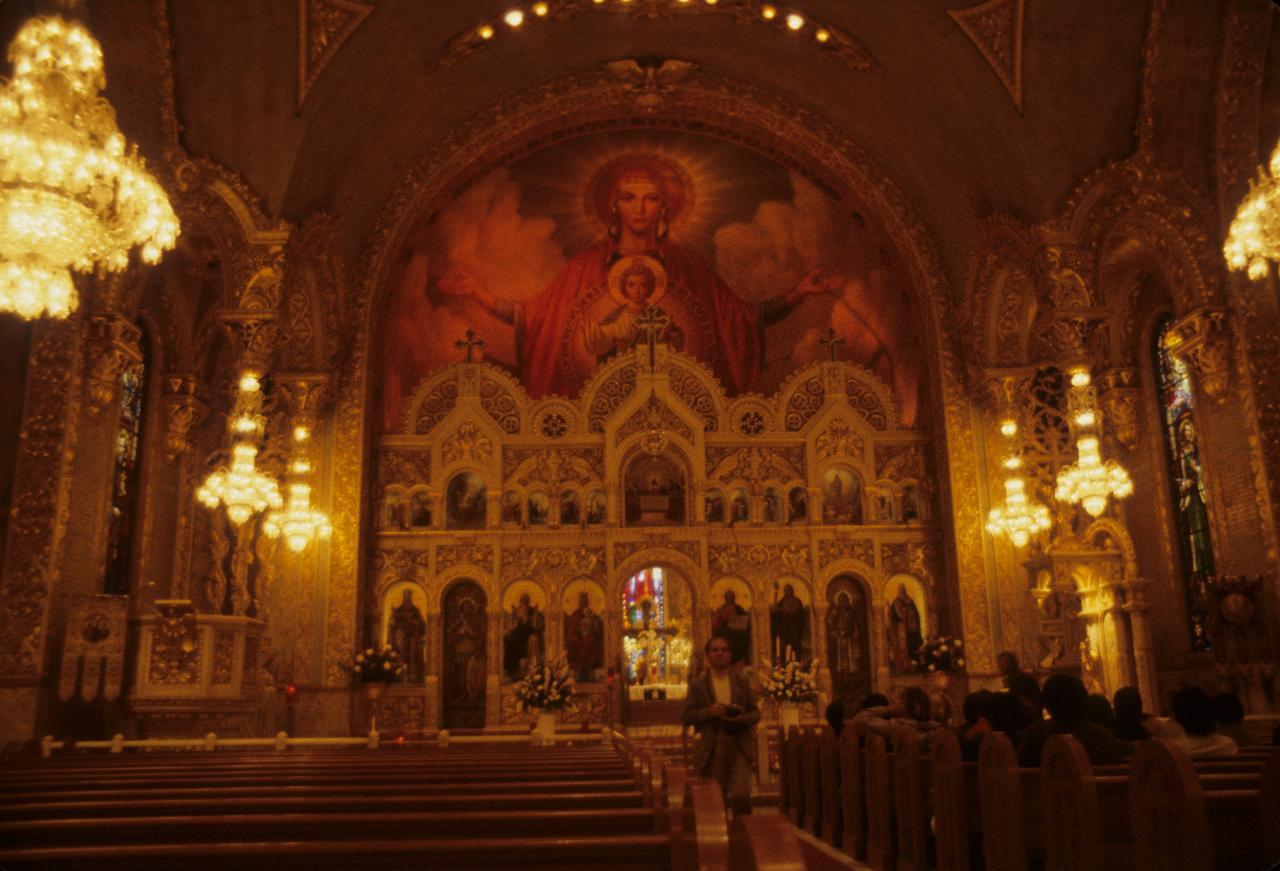 Altar area of St. Sophia Greek Orthodox Church, Los Angeles. Estimated > $1m gold in 1973 terms