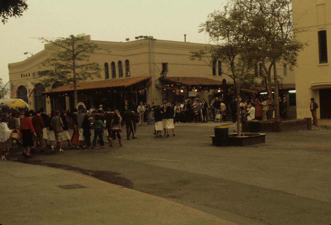 Olvera Street, Los Angeles, foundation site.  With street band