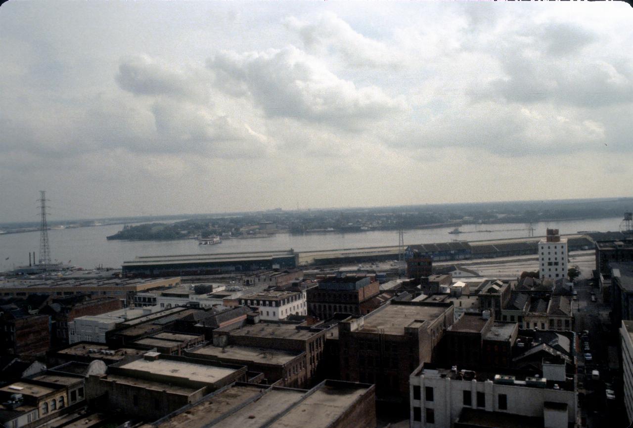 Mississippi River bend at New Orleans, from Hotel Monteleone rooftop