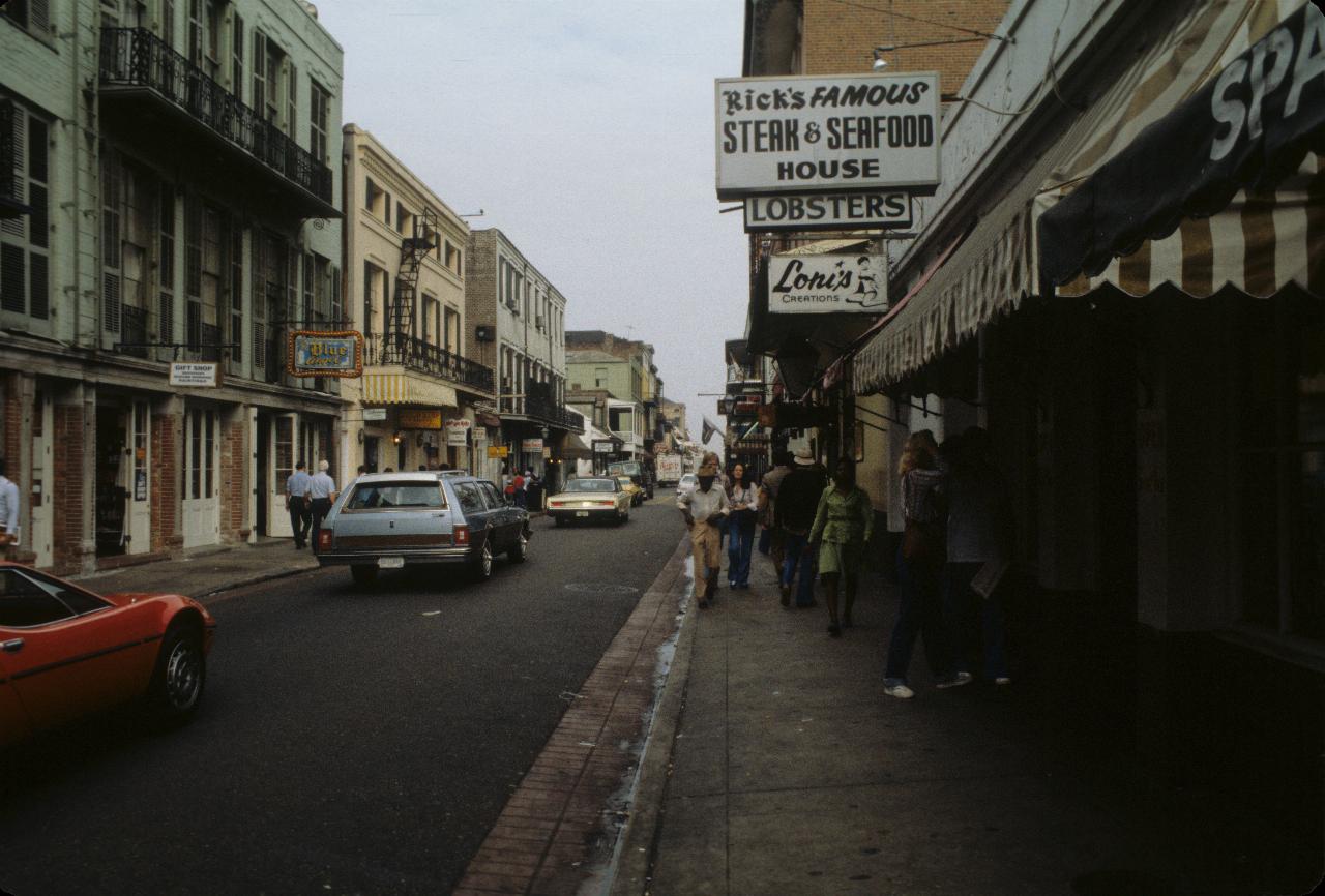 Bourbon Street at the start of the French Quarter of New Orleans