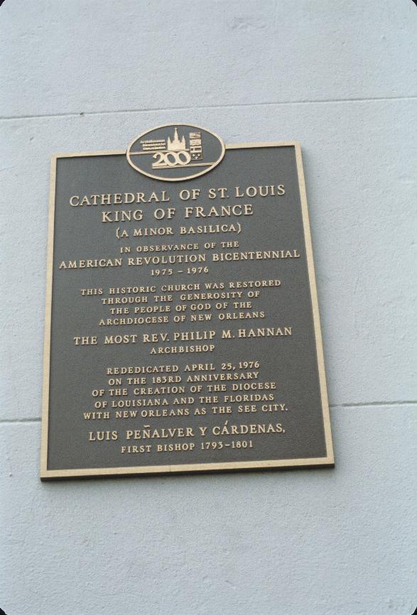 Plaque for St. Louis Cathedral, New Orleans, LA