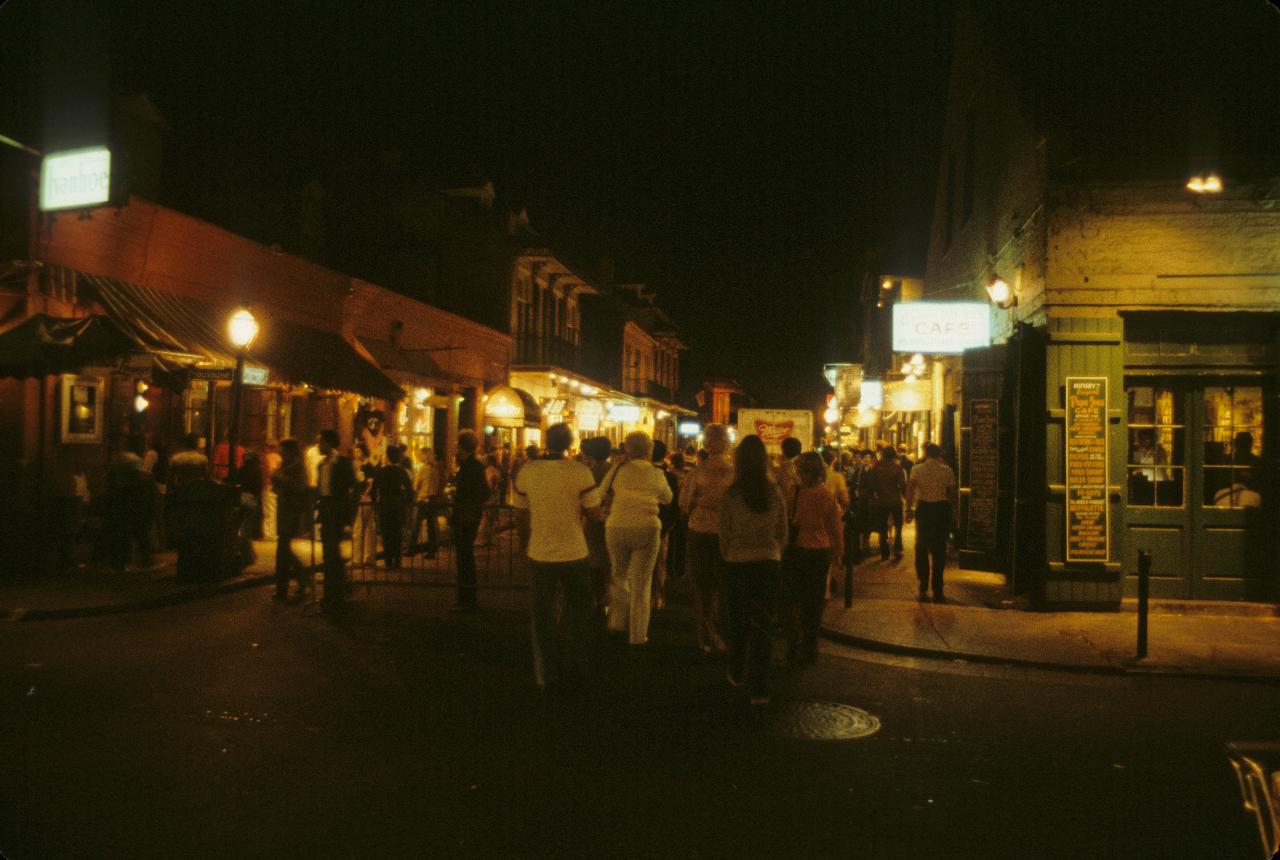 Bourbon Street, New Orleans, by night