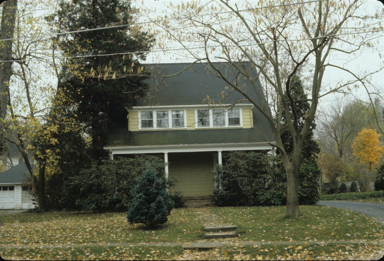 Yellow painted 2 storey home with trees loosing their leaves