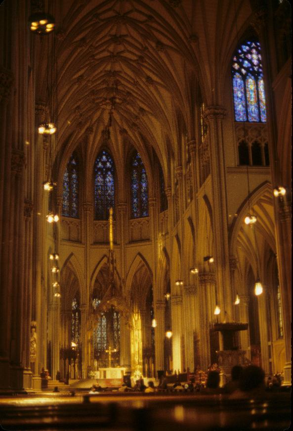 Tall, stone cathedral facing the alter