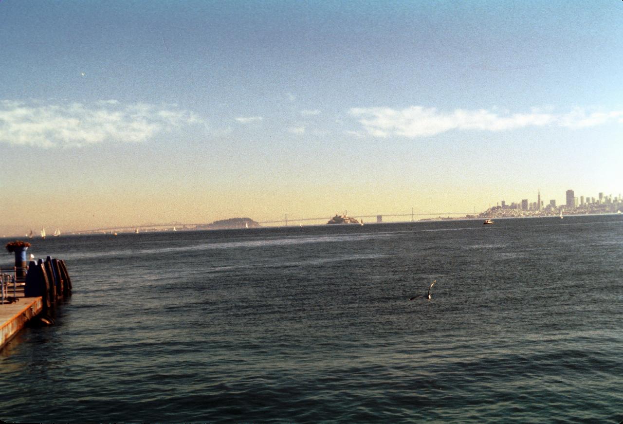 From Sausilito looking towards San Francisco, Oakland Bridge, Alcatraz and Treasure Island