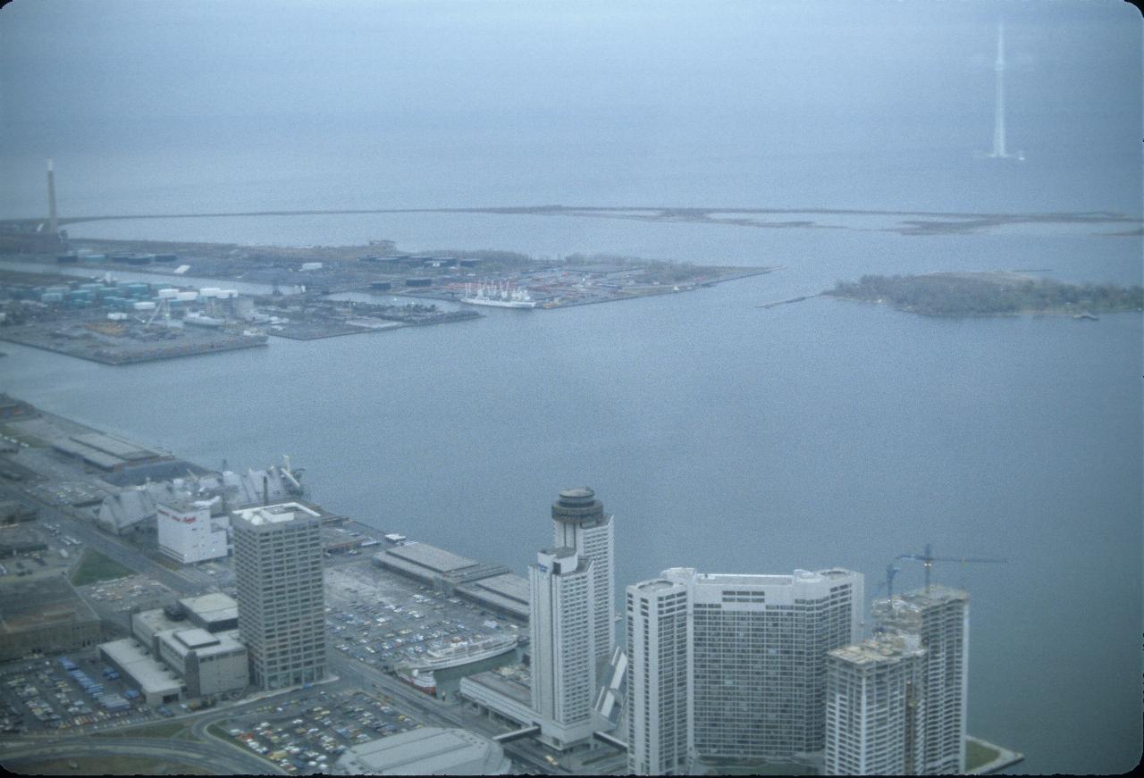 Toronto harbour and residential area from CN Tower