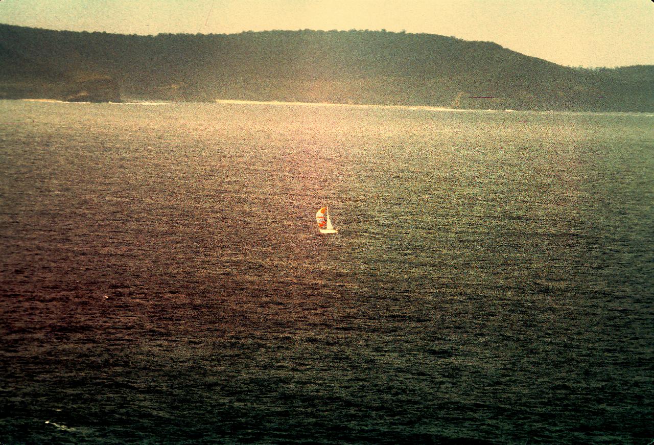 Sailing boat in Broken Bay, off Barrenjoey