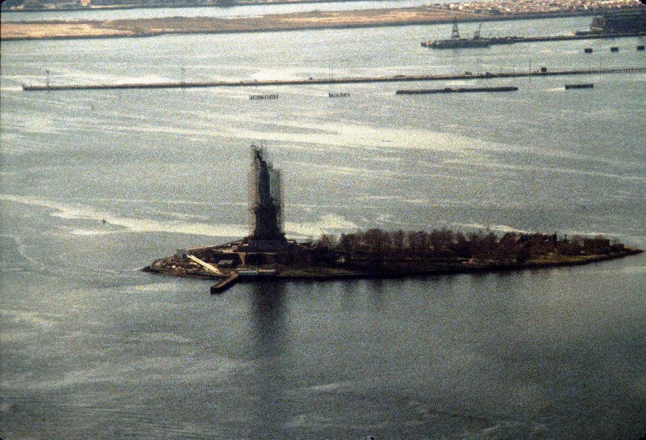 Statue of Liberty (under repair) from World Trade Center